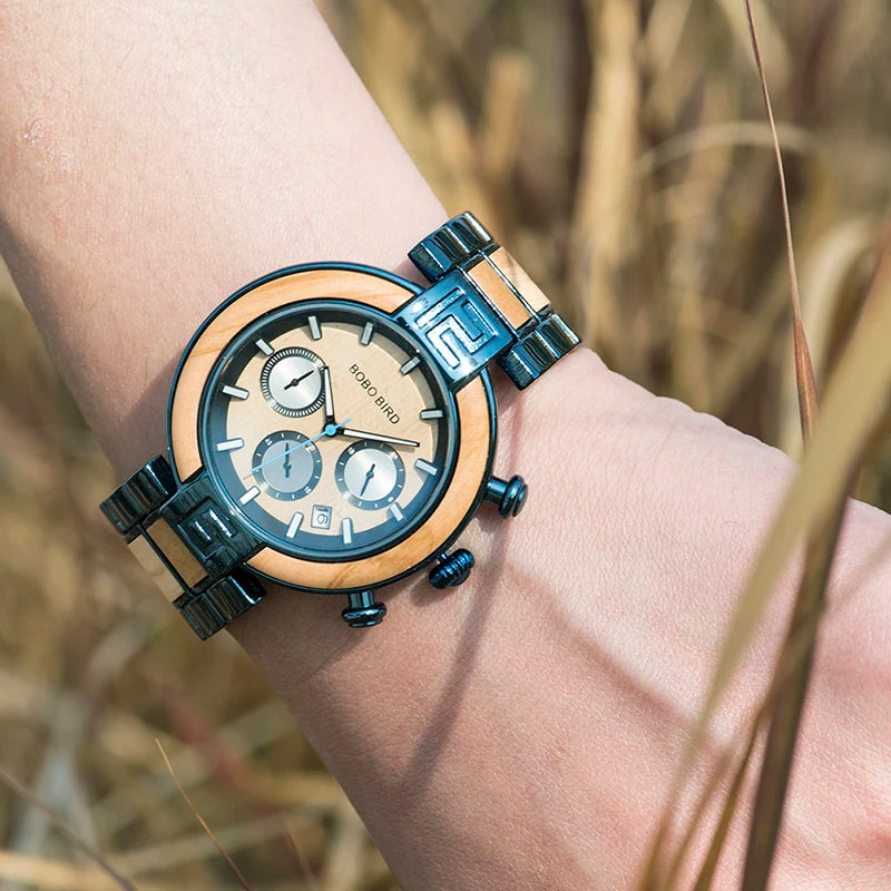 Bold Black Chronograph Watch With Modren Style