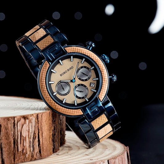 Bold Black Chronograph Watch With Modren Style