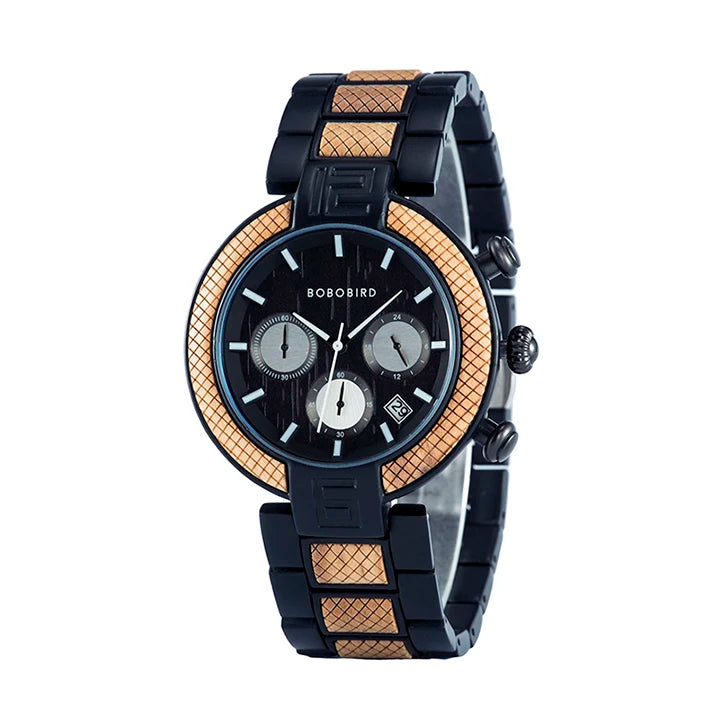 Bold Black Chronograph Watch With Modren Style