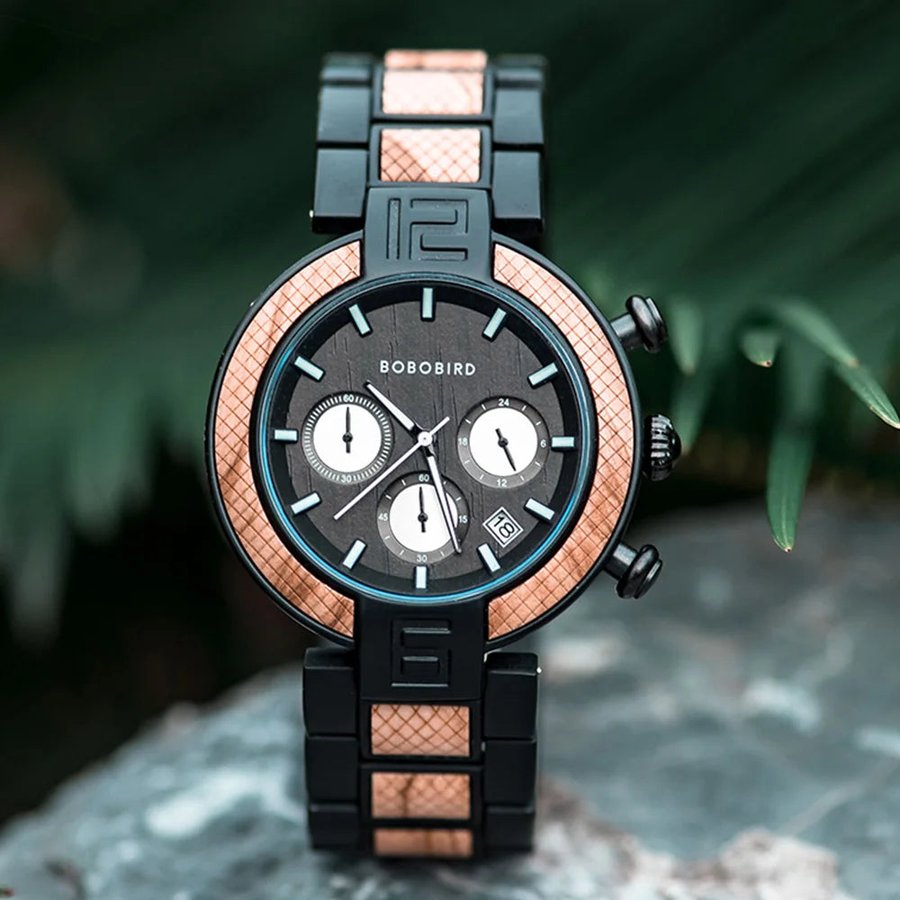 Bold Black Chronograph Watch With Modren Style